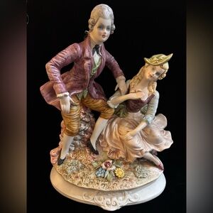 Capodimonte N Italian Porcelain Figurine Victorian Style Couple 1960s-70s